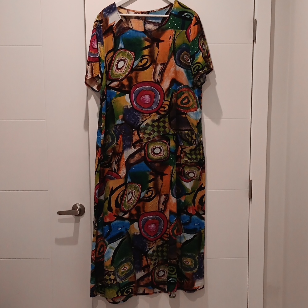 Vibrant Multi Coloured SS Maxi Dress - Size 2X